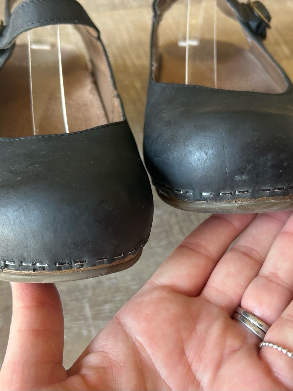 ▶️ Dansko Black Leather Mary Jane Wedge Comfort Shoes EU 38 US 7.5 8 - Picture 7 of 13